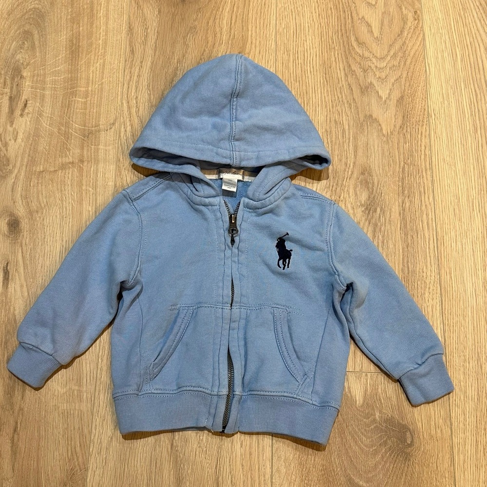 Ralph Lauren Big Pony!! Hoodie‎ Toddler 12 Months Blue Full Zip Long Sleeve